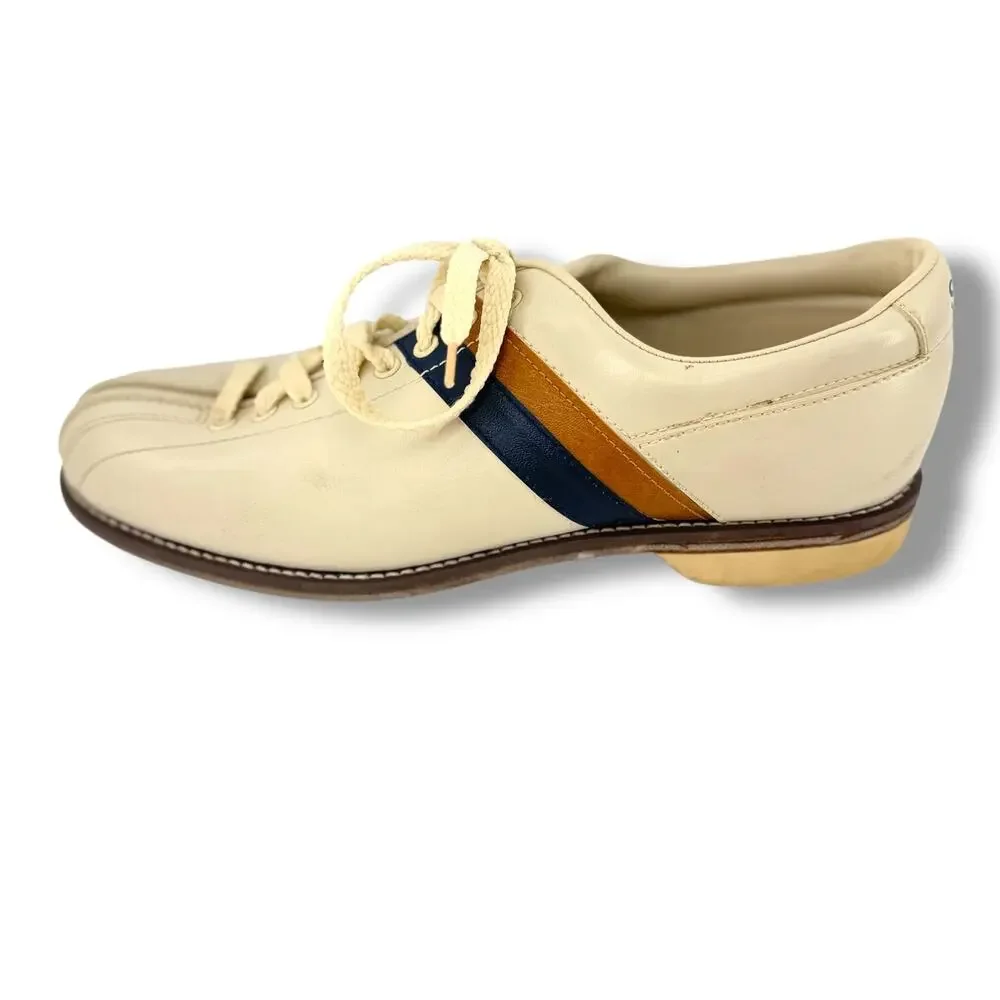 Vintage Striker Split Toe Bone Bowling Shoes Mens Size 9.5 Rockabilly Steampunk